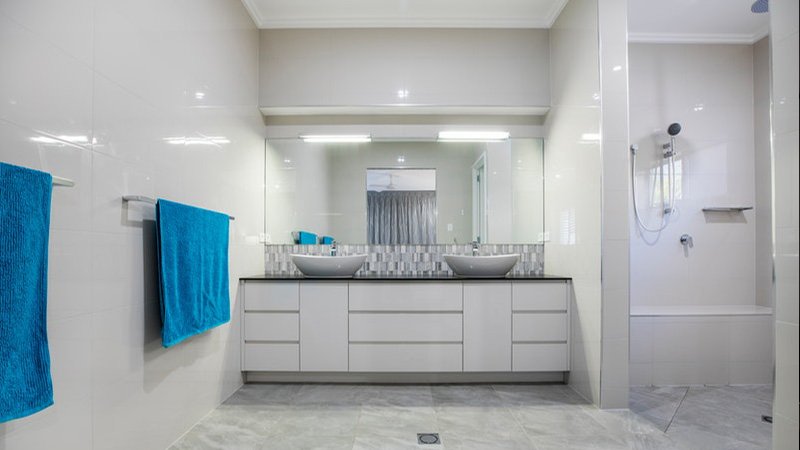 Projects white bathroom interior