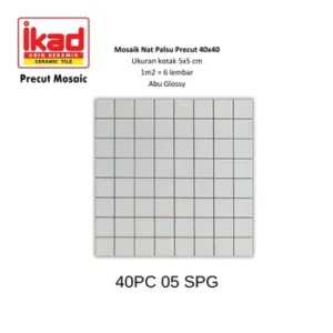 Ikad Keramik Ikad Precut 40PC 05SPG - 40x40cm, 5x5cm, Abu Glossy